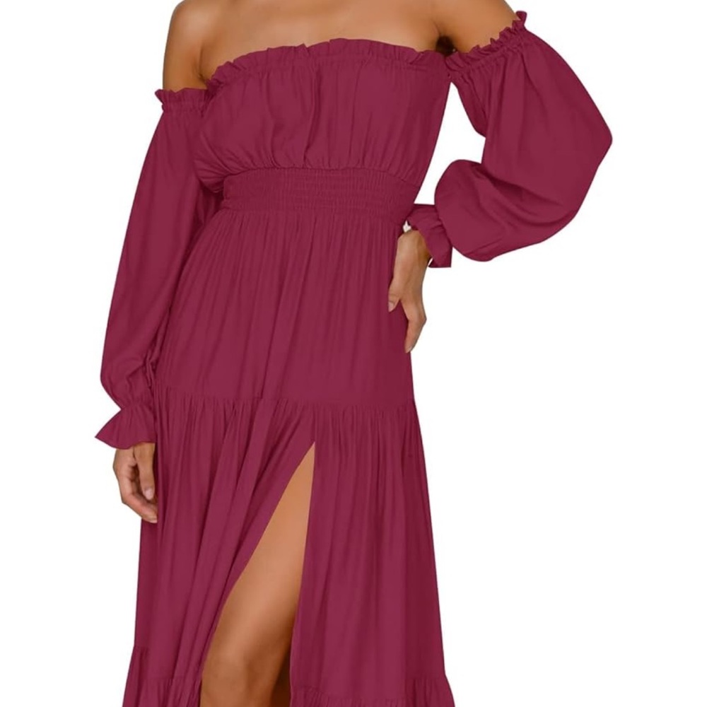 Off Shoulder Long Sleeve Maxi Dress